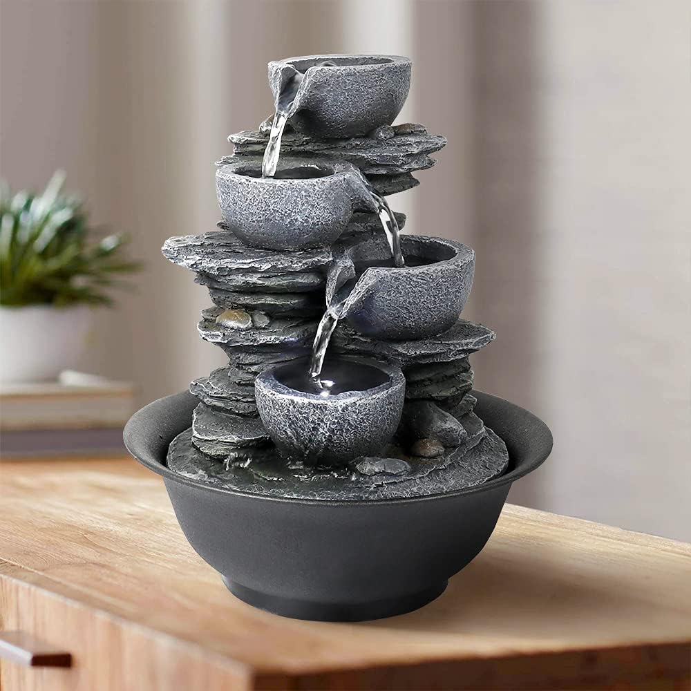 106 Inch Rock Water Fountain with LED Light for Home Office