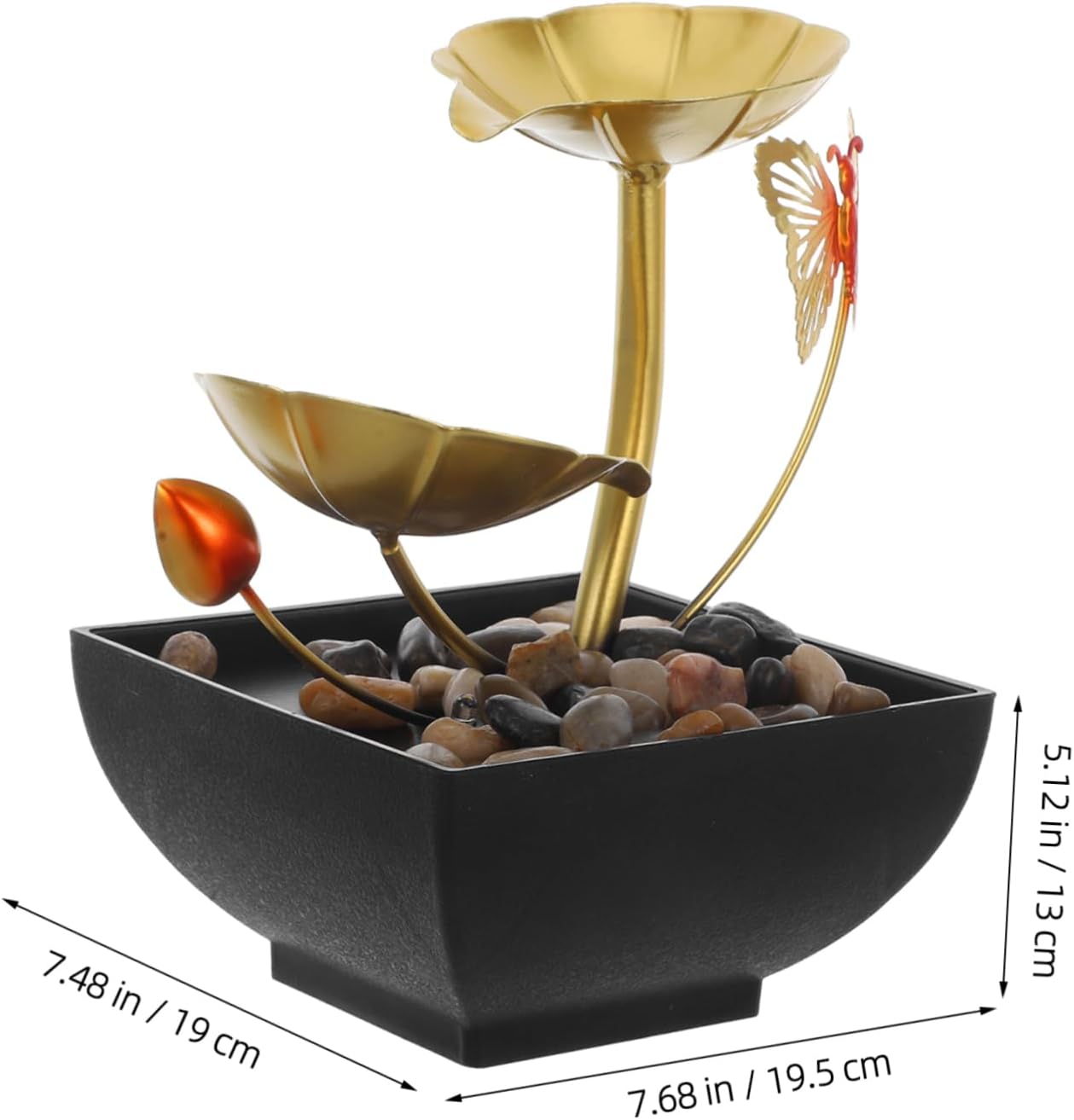 CORHAD Leaf Indoor Tabletop Fountain with LED Light and River Rocks