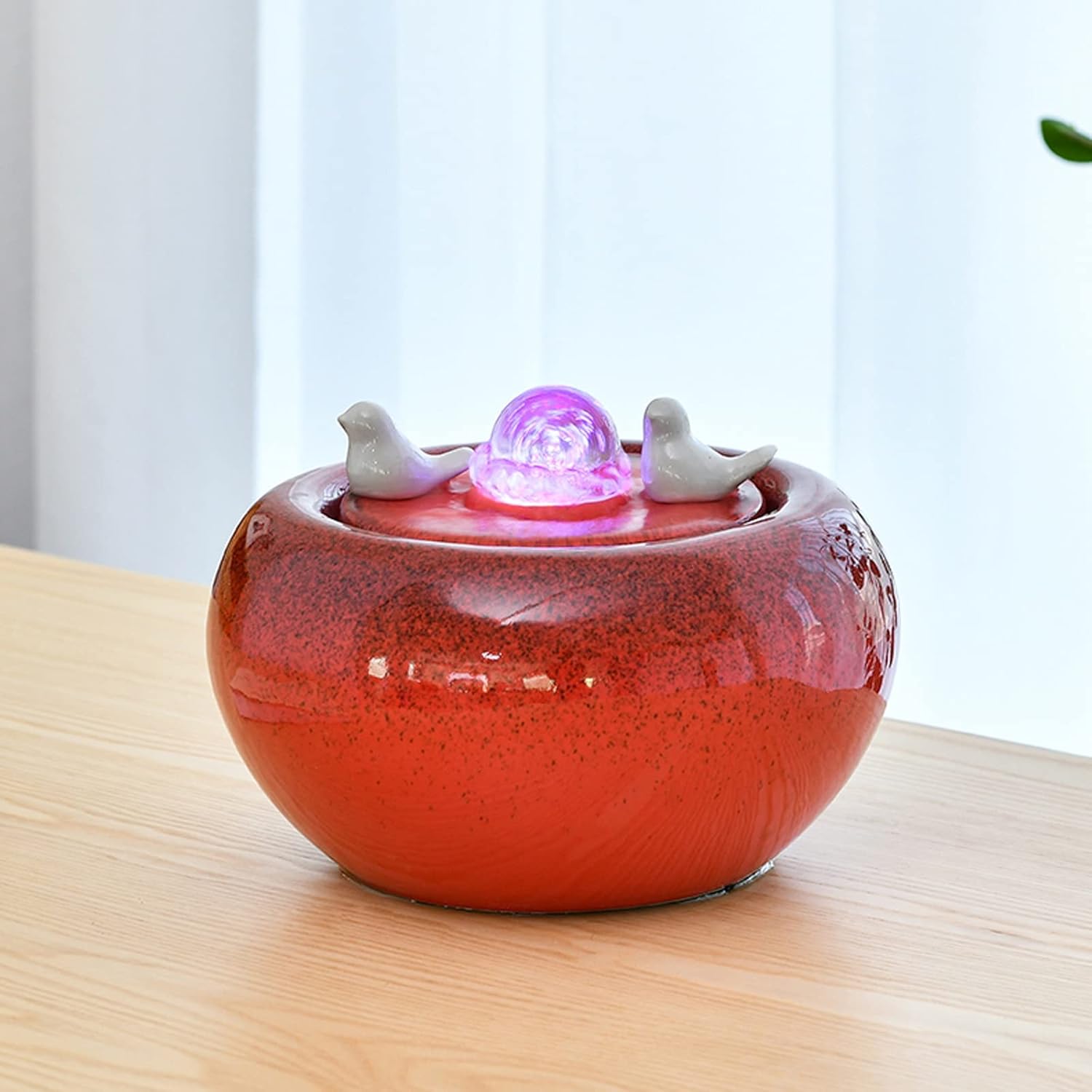 XRXwuf689 Red Ceramic Desktop Water Fountain
