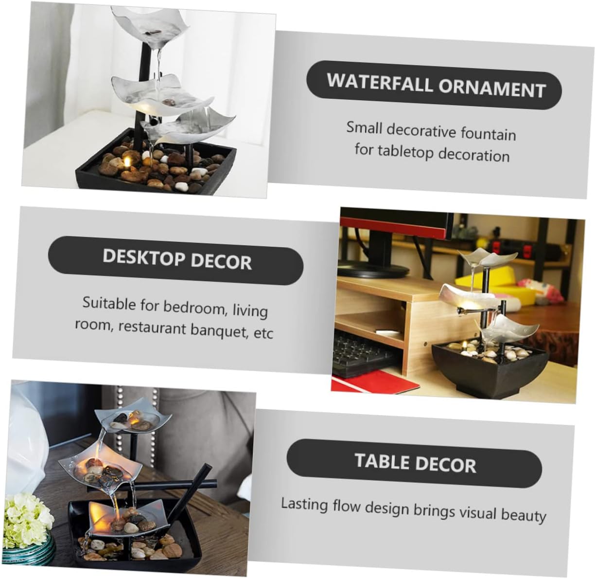Ciieeo Metal Desktop Waterfall Fountain for Office Zen Decor