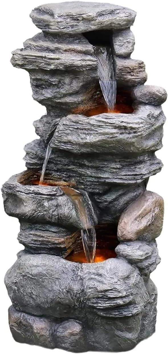 Outdoor Cascading Bowls LED Water Fountain for Garden and Porch