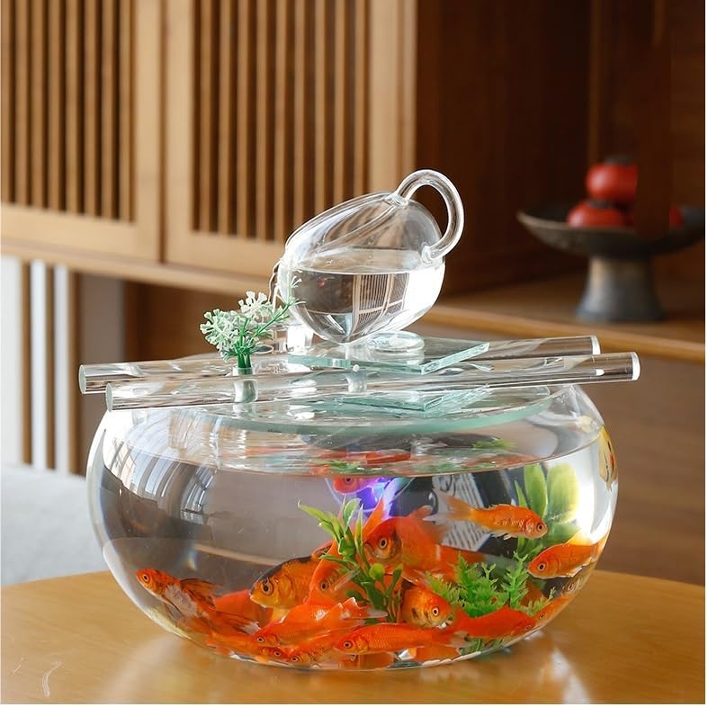 Round Glass Tabletop Fountain with Automatic Circulation