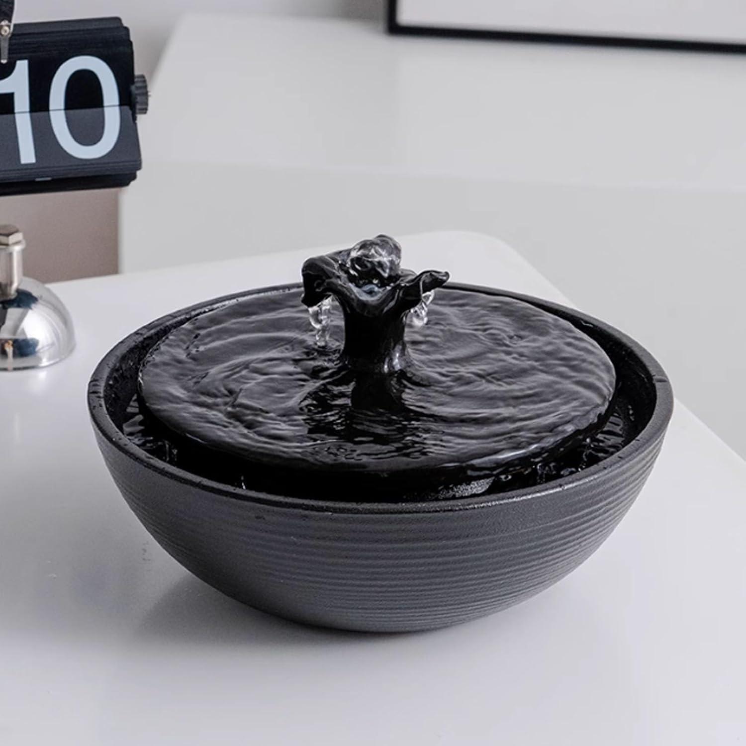 Mini USB Ceramic Water Fountain for Office Desk and Home Decor Blue