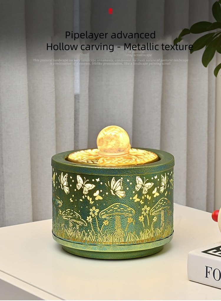 TangCHUAN Decorative Tabletop Fountain with Butterfly and Mushroom Design Home Decor