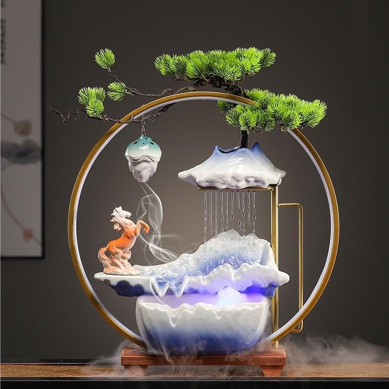 Water Fountain Indoor Flowing Rockery Humidifier Decor