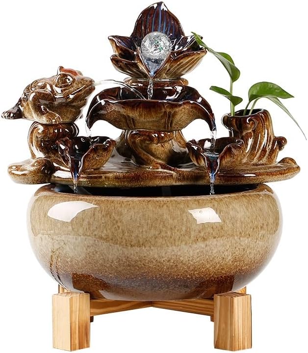 Ceramic Tabletop Fountain with Flowing Water Indoor Decor
