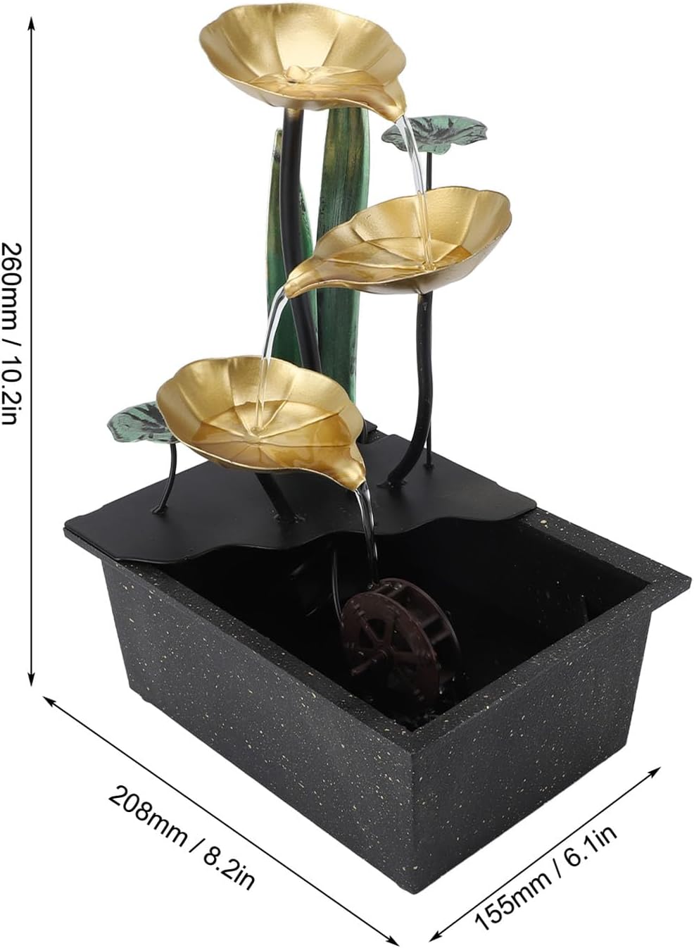 SUNFECILI Tabletop Water Fountain with LED Light