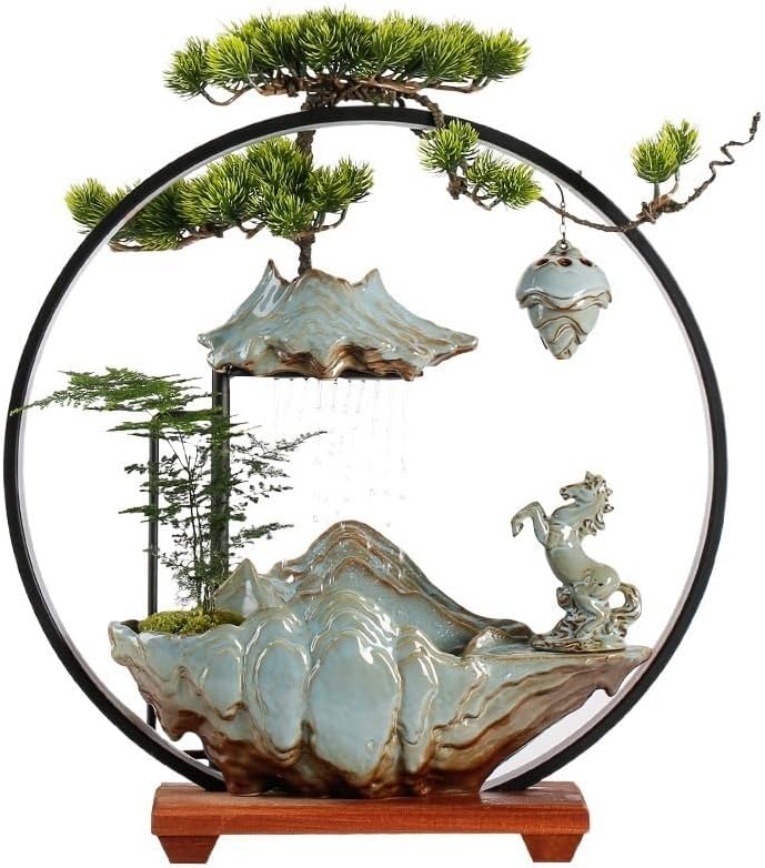Indoor Lucky Water Fountain with Zen Waterfall Design
