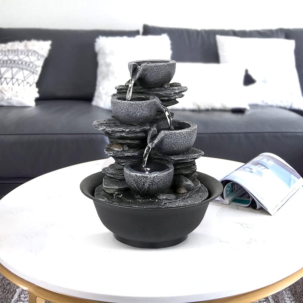 106 Inch Rock Water Fountain with LED Light for Home Office