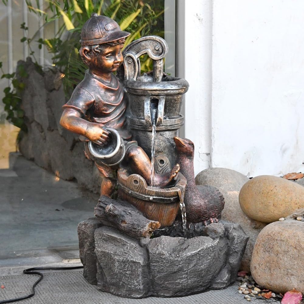Elegant Copper Imitation Resin Tabletop Water Fountain