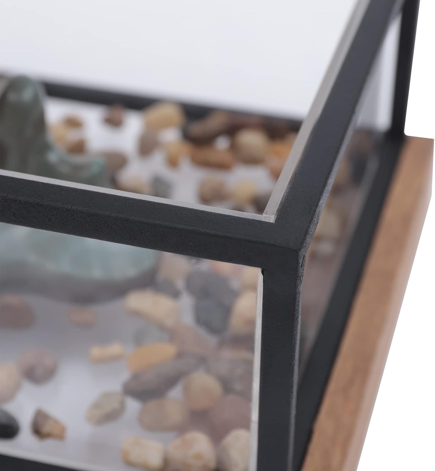 Desktop Rockery Waterfall Fountain with Fish Tank and Plants