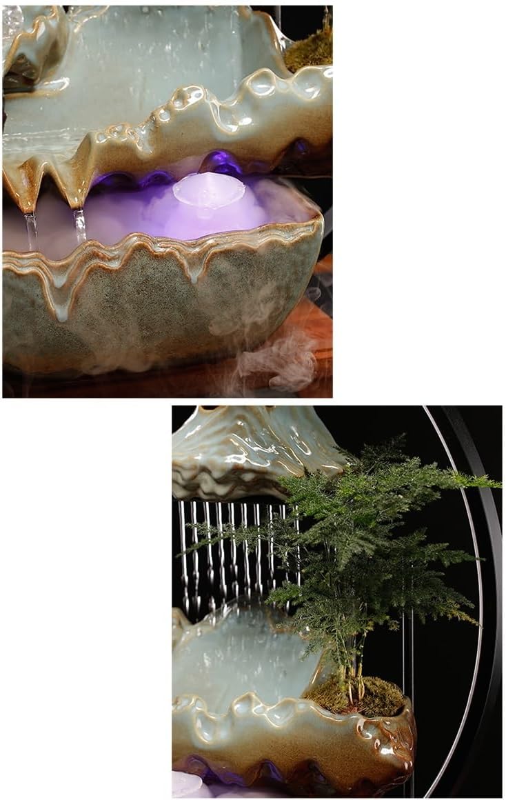 Zen Waterfall Fountain for Home Office Desk Decoration with Humidifying Function