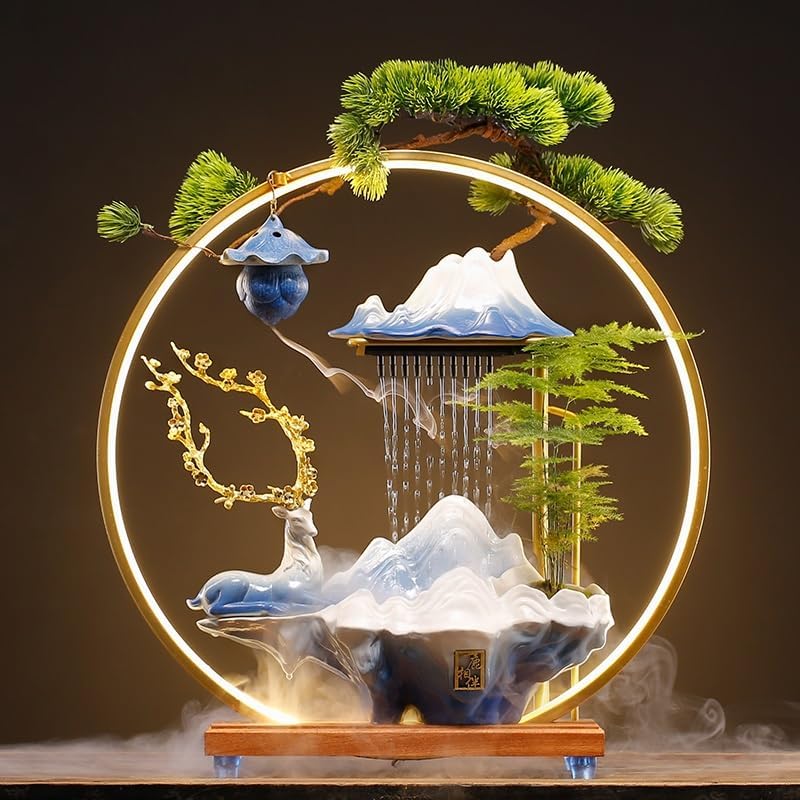 Ceramic Tabletop Fountain with Water Flow and Zen Design