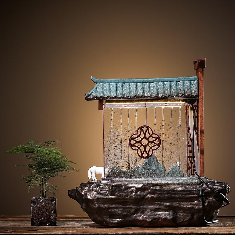 Indoor Fountain Tabletop Ceramic Water Ornament Humidifier