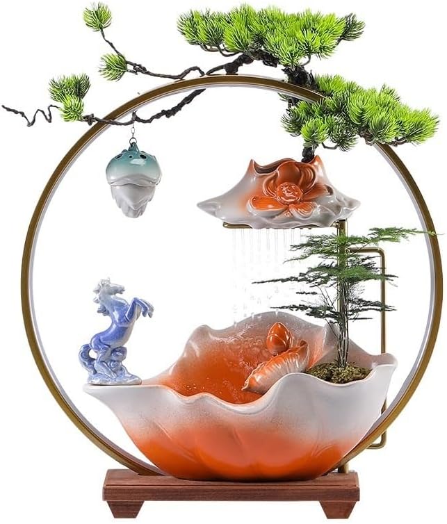Indoor Lucky Water Fountain with Circulating Water for Living Room and Office