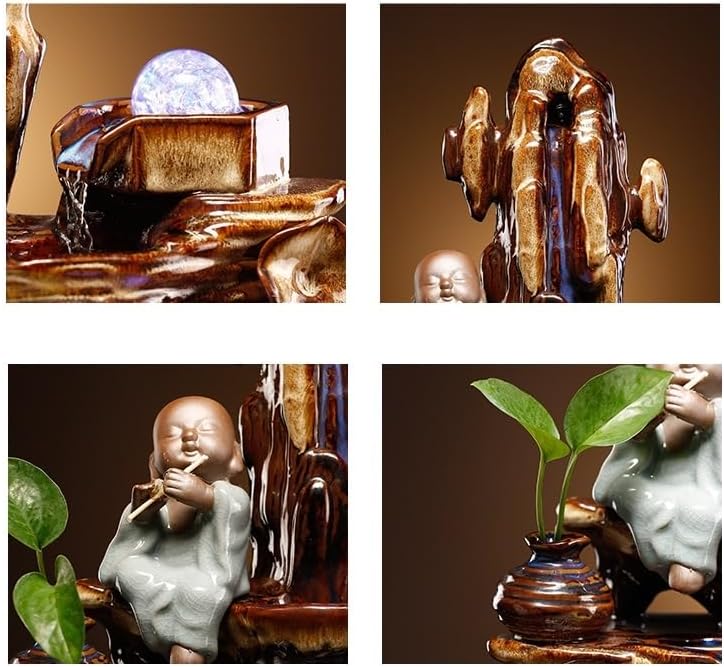 Ceramic Tabletop Fountain with Flowing Water Indoor Decor