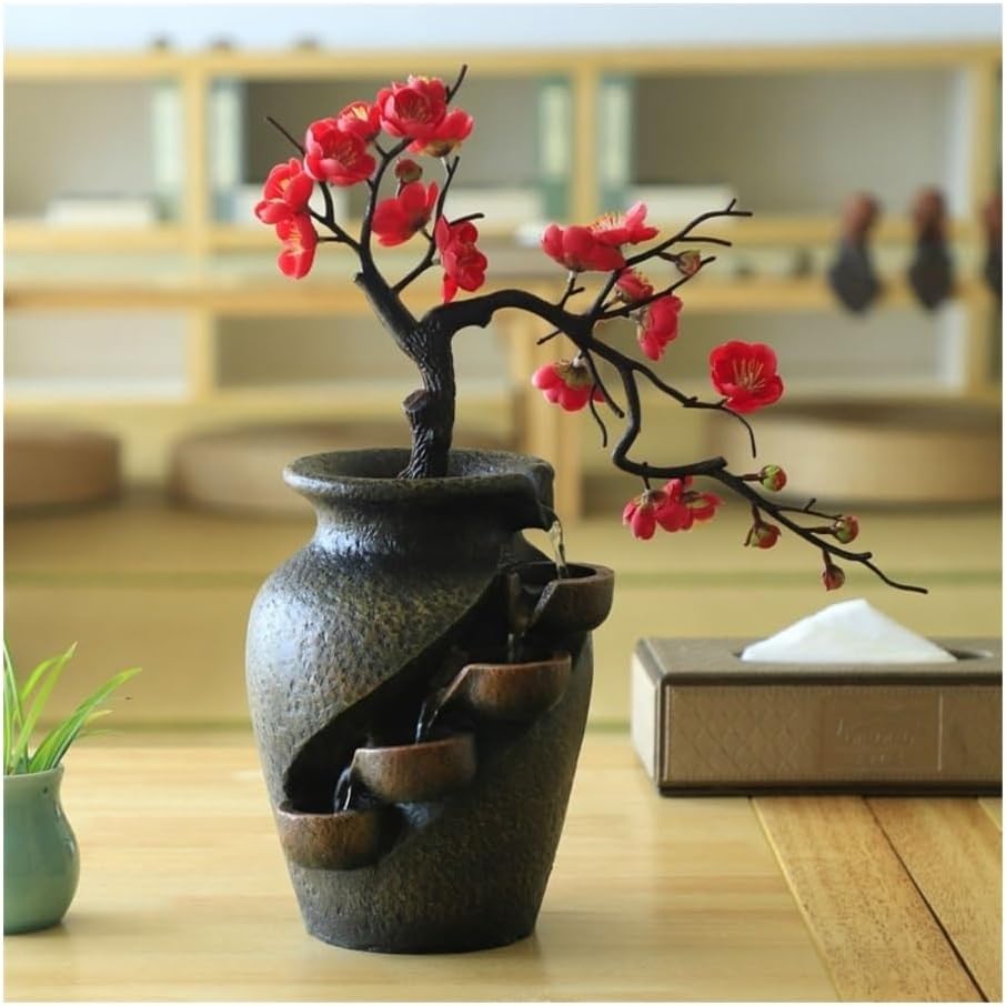 Modern Bonsai Rockery Water Fountain - Resin Tabletop Decor