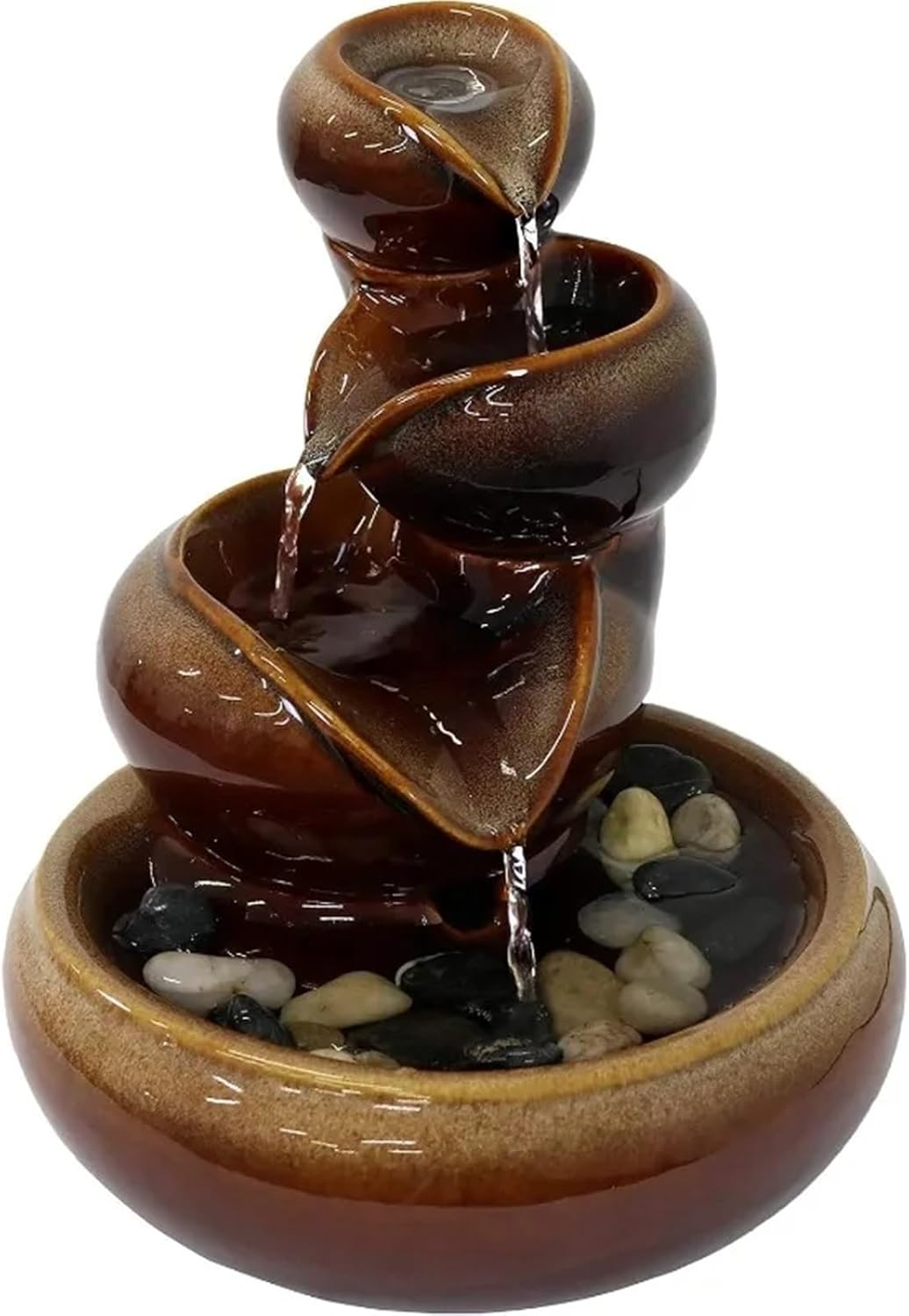Tiered Ceramic Tabletop Fountain with Electric Pump