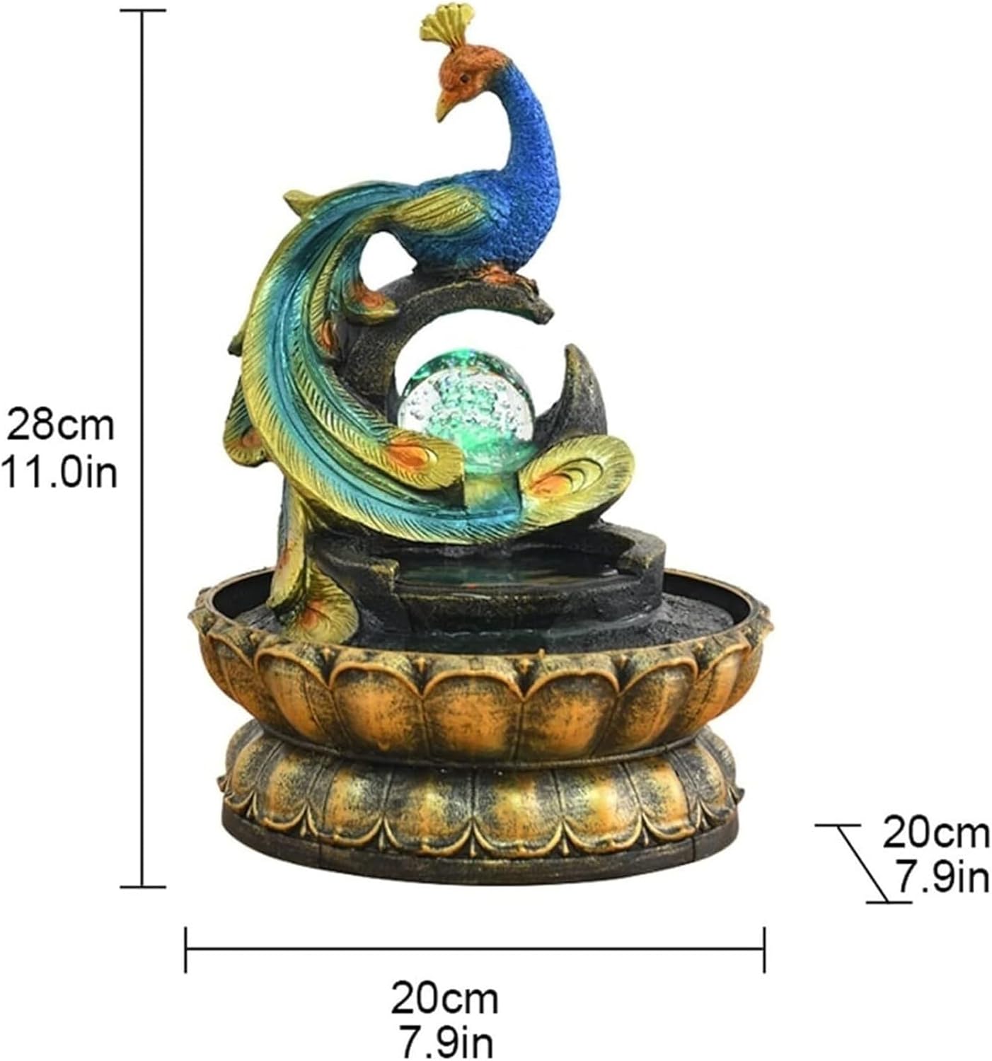 Peacock Shape Tabletop Fountain Home Office Decor