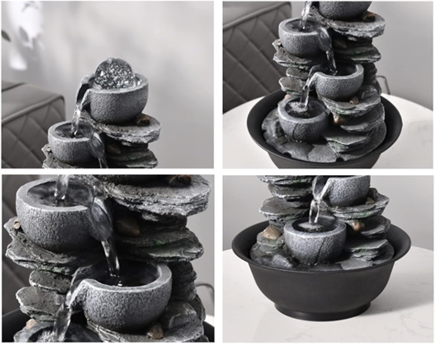 CLoxks XRXwuf689 Desktop Water Fountain with 4-Stage Bowl and Automatic Pump