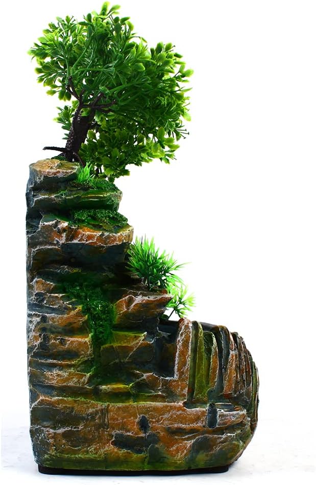 LuuChain Rockery Water Fountain with LED Light for Office and Living Room Decor