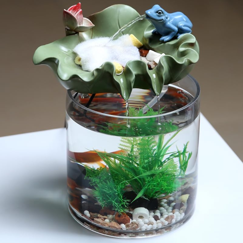 Chinese Style Tabletop Fountain with Flowing Water and Goldfish