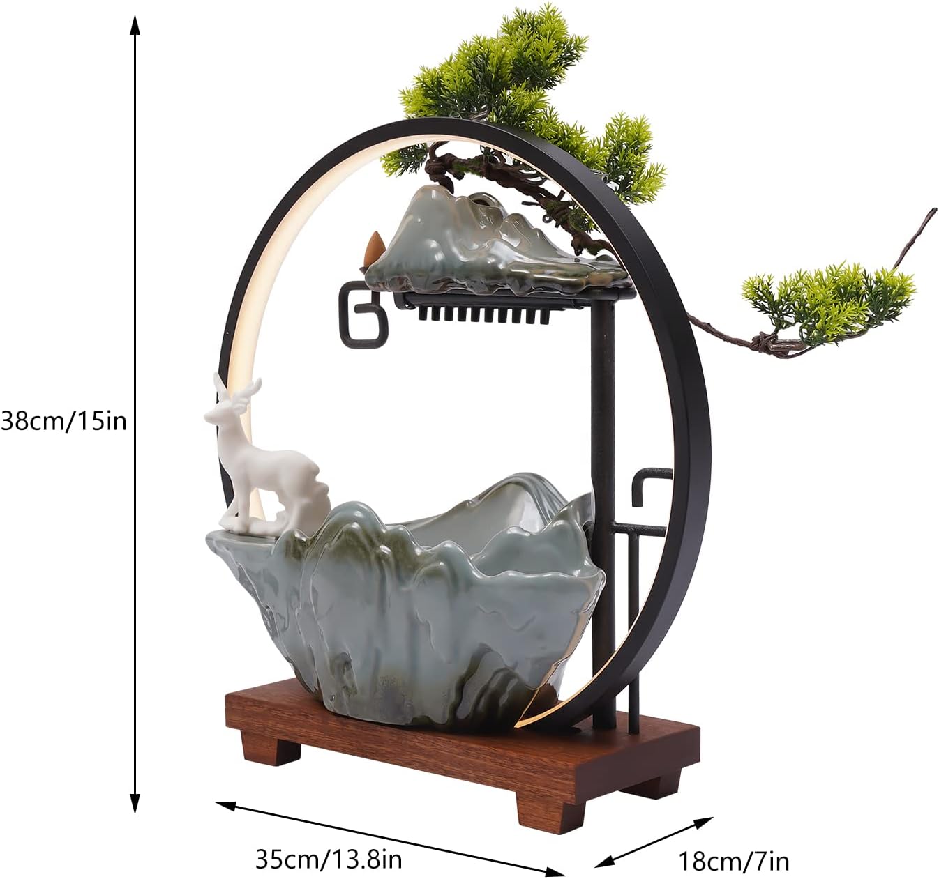 Tabletop Water Fountain with Mist LED and Feng Shui Decor