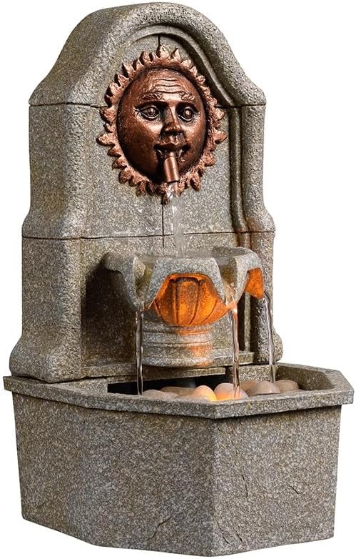 Elegant Desktop Water Fountain with Resin Sun Design