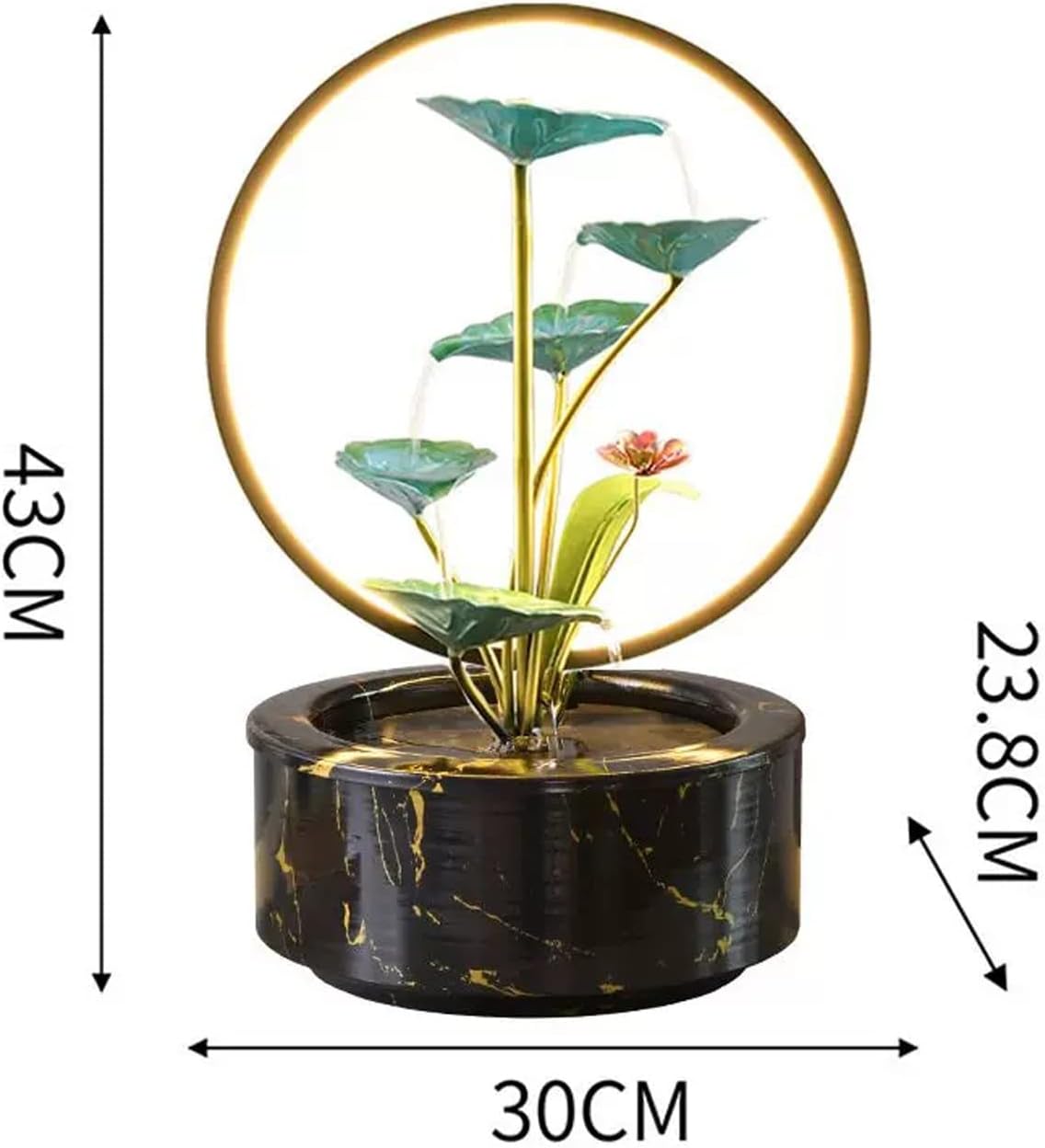 5 Tier Indoor Water Fountain with LED Light and Lotus Leaf Design