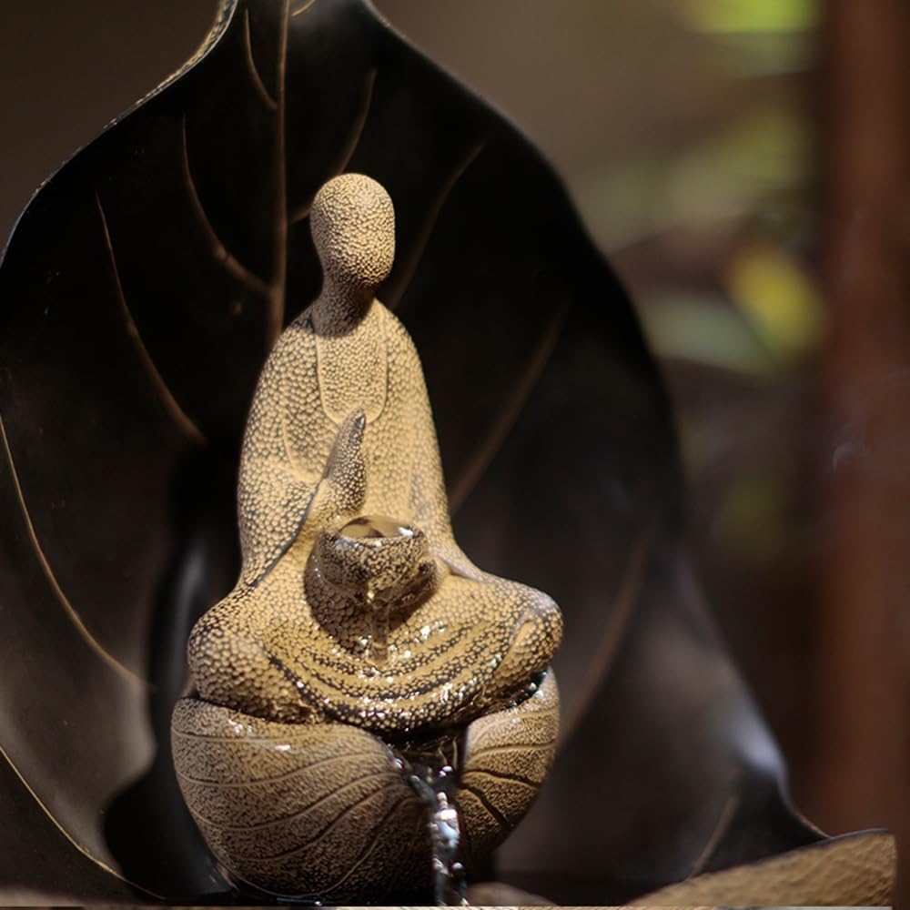 Elegant Desktop Water Fountain with Buddha and Lotus Design