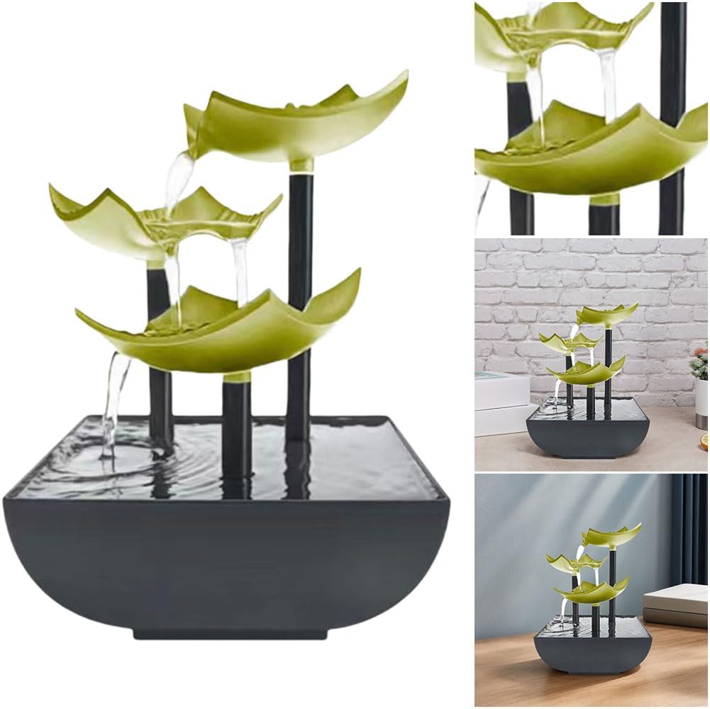 Generic Indoor Tabletop Water Fountain with LED Light Zen Meditation Waterfall