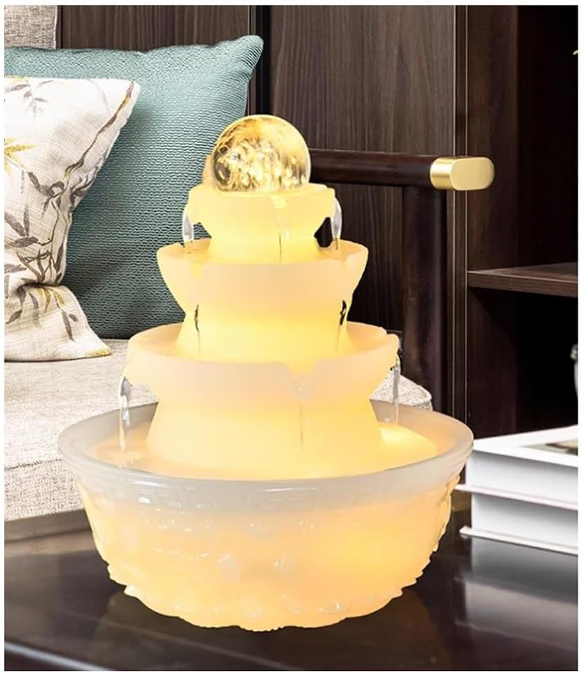 Elegant Indoor Water Fountain with LED Lights for Meditation and Relaxation