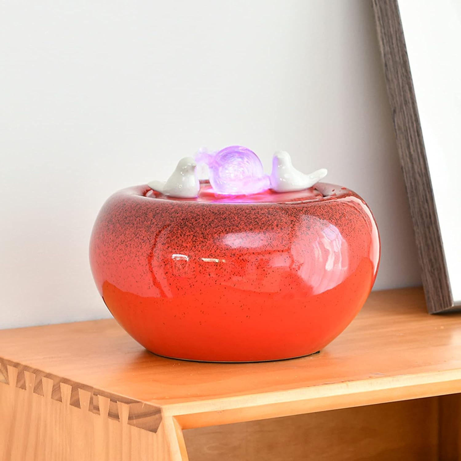XRXwuf689 Red Ceramic Desktop Water Fountain