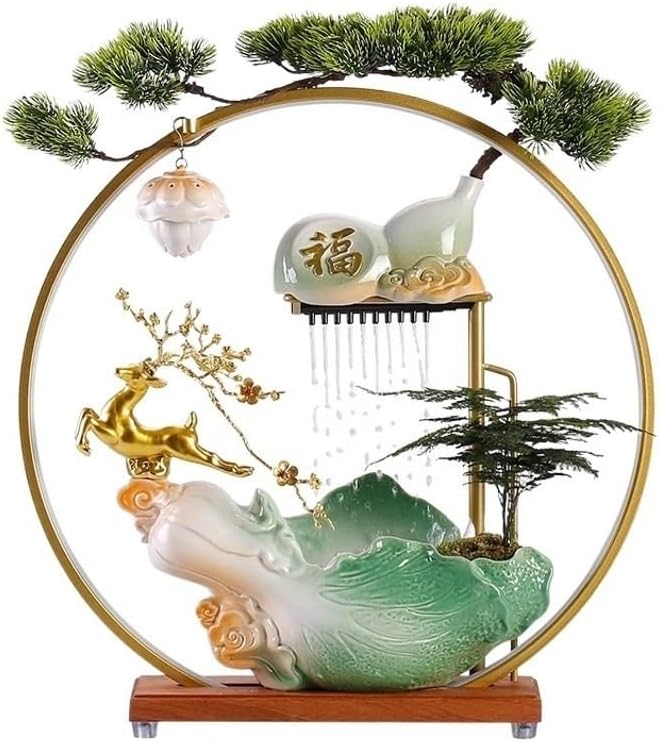 AQWASYUTER Water Fountain Indoor Decor Zen Desktop Fountain with Lucky Elements