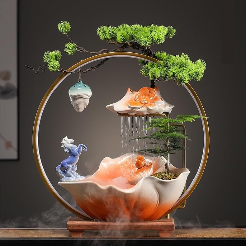 Indoor Lucky Water Fountain with Circulating Water for Living Room and Office