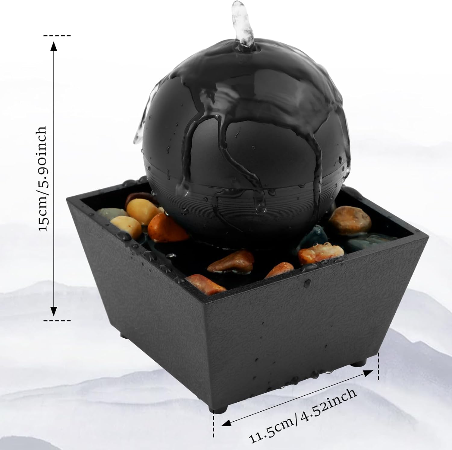 6 Inch USB Powered Tabletop Fountain with Lights