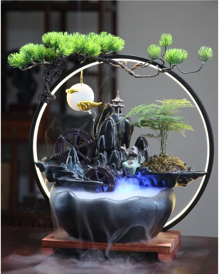 Indoor Fountain Desktop Ceramic Water Wheel Decor