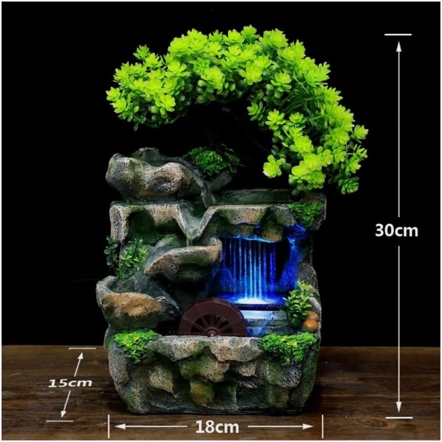 Mini Mountain Fountain with Spinning Wheel for Home Office