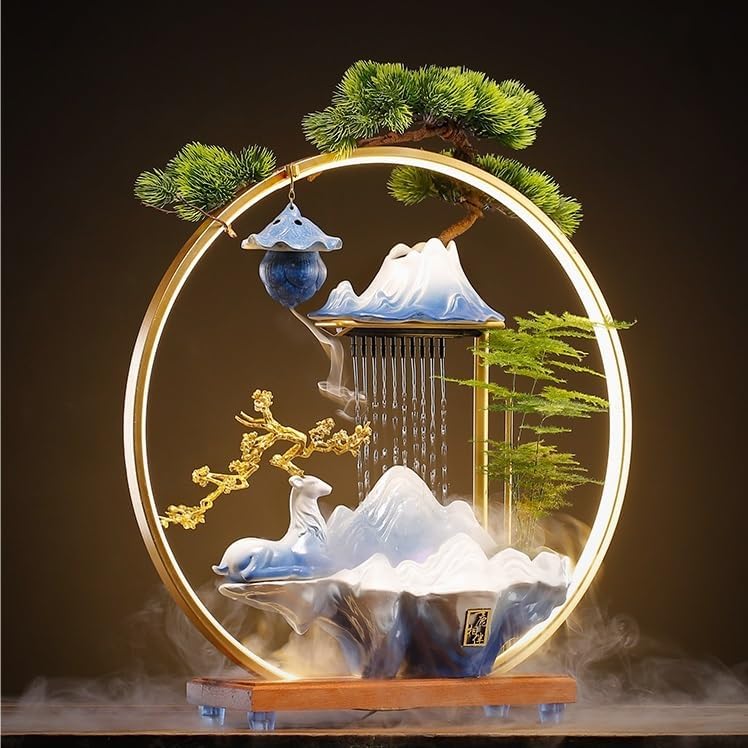 Ceramic Tabletop Fountain with Water Flow and Zen Design