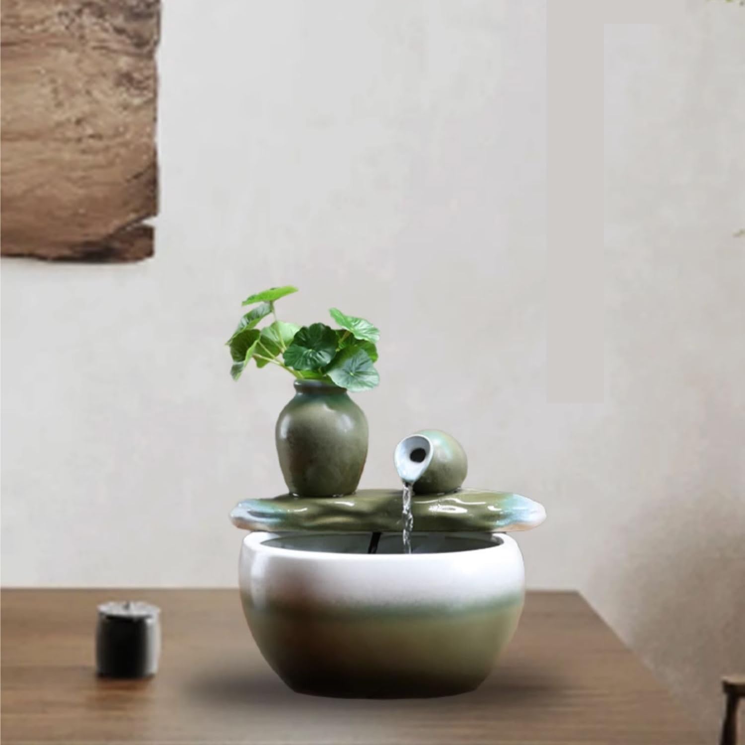 Ceramic Zen Water Fountain Desktop Decor