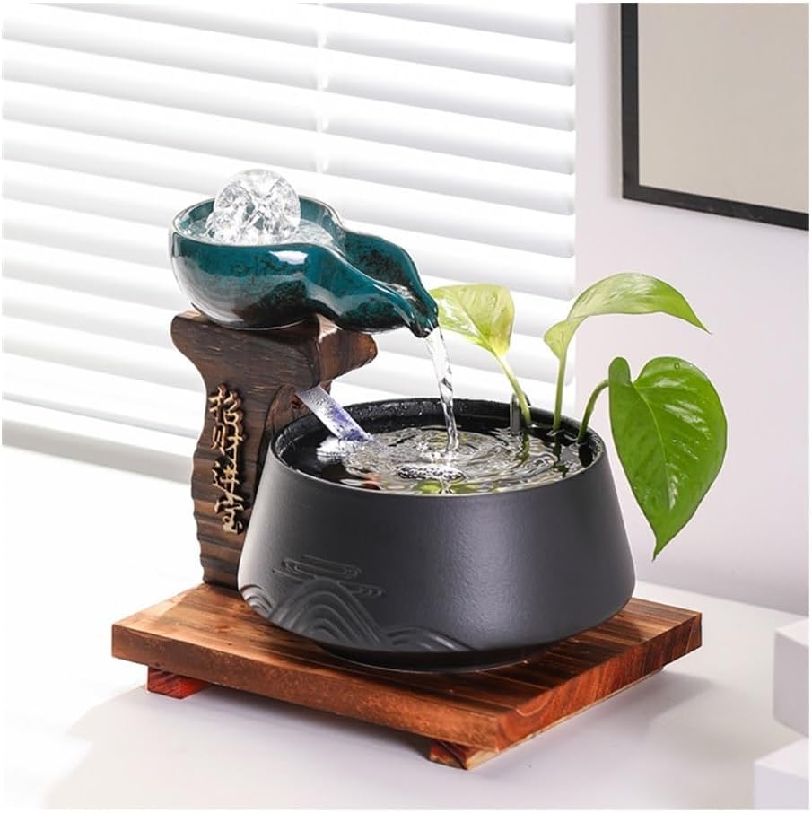 Modern Minimalist Tabletop Fountain with Wealth Flow and Humidifier Function
