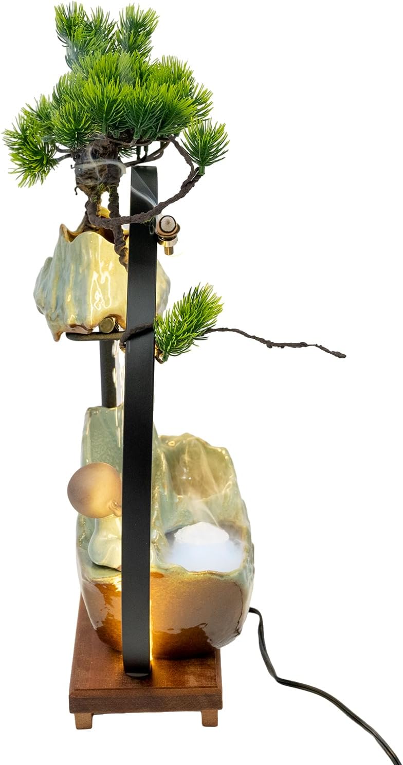 Elegant Tabletop Water Fountain with LED Light and Mist Function