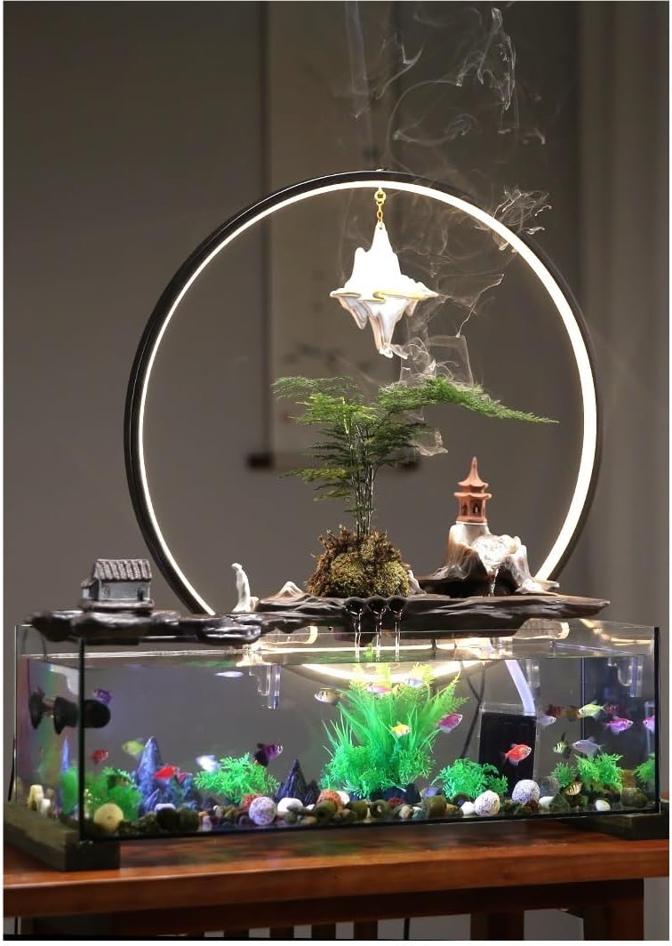 Indoor Water Fountain with Goldfish Decorative Tabletop Fountain