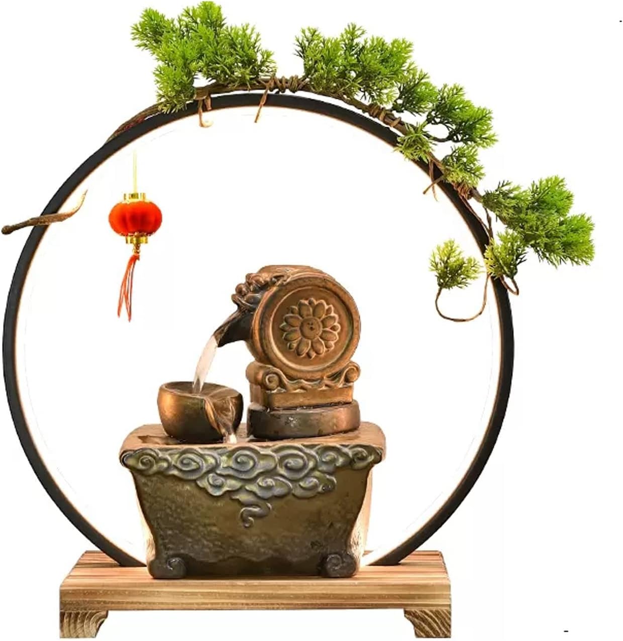 Charmful Ceramic Tabletop Fountain with LED Light