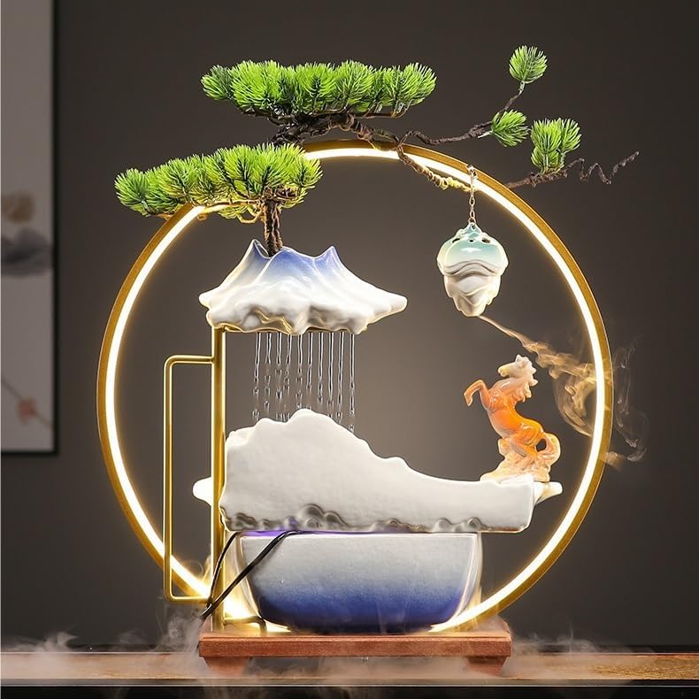 Water Fountain Indoor Flowing Rockery Humidifier Decor