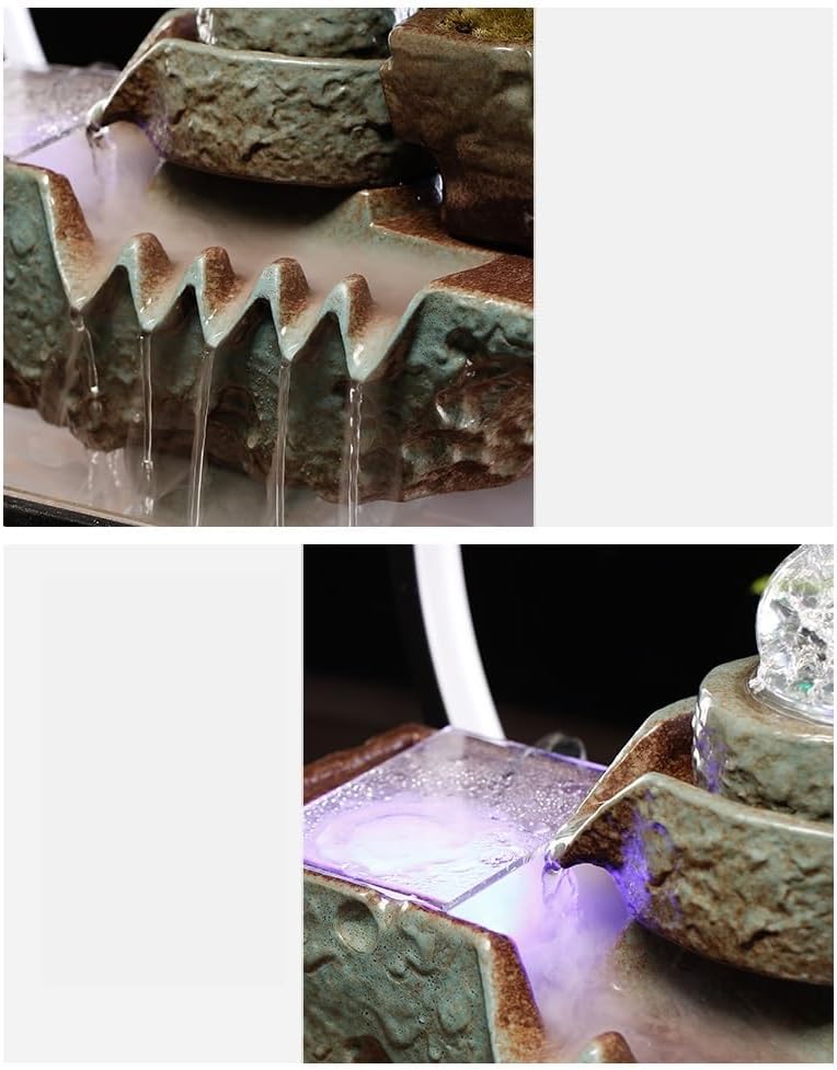 Water Fountains Indoor Tabletop Fountain Creative Flowing Water Fish Tank Ornaments Desktop Fountain Zen Waterfall
