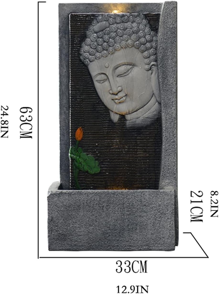 Buddha Tabletop Water Fountain with Light - Zen Indoor Fountain