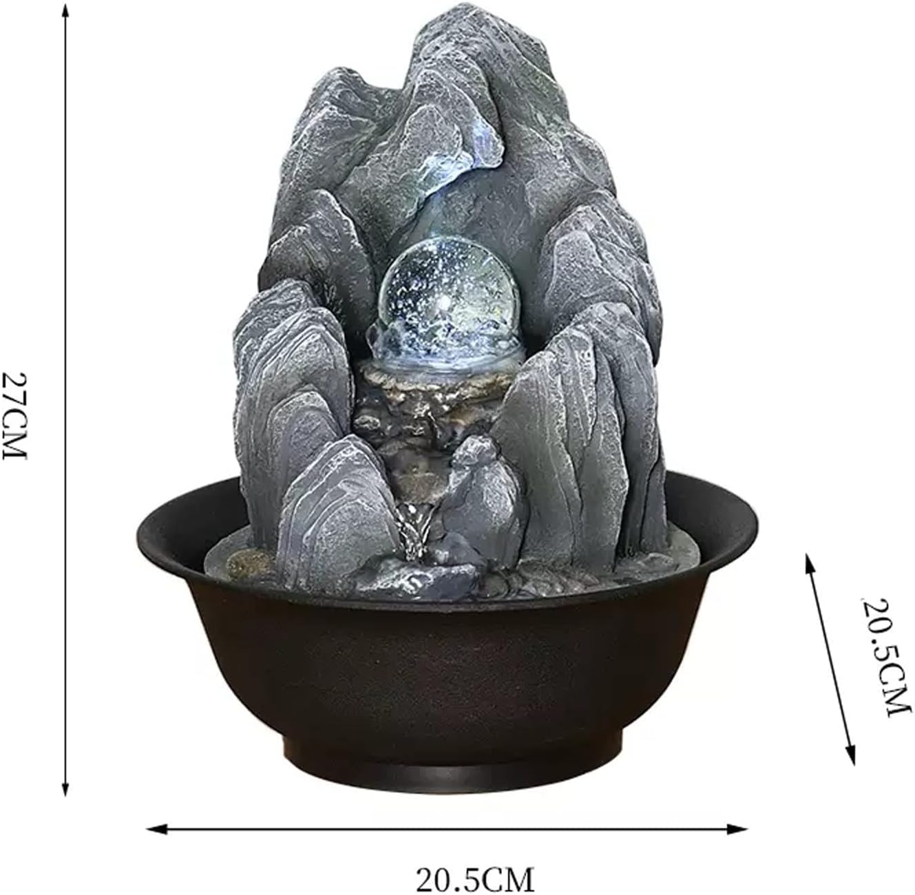 XRXwuf689 Desktop Water Fountain with Rotatable Ball for Zen Relaxation