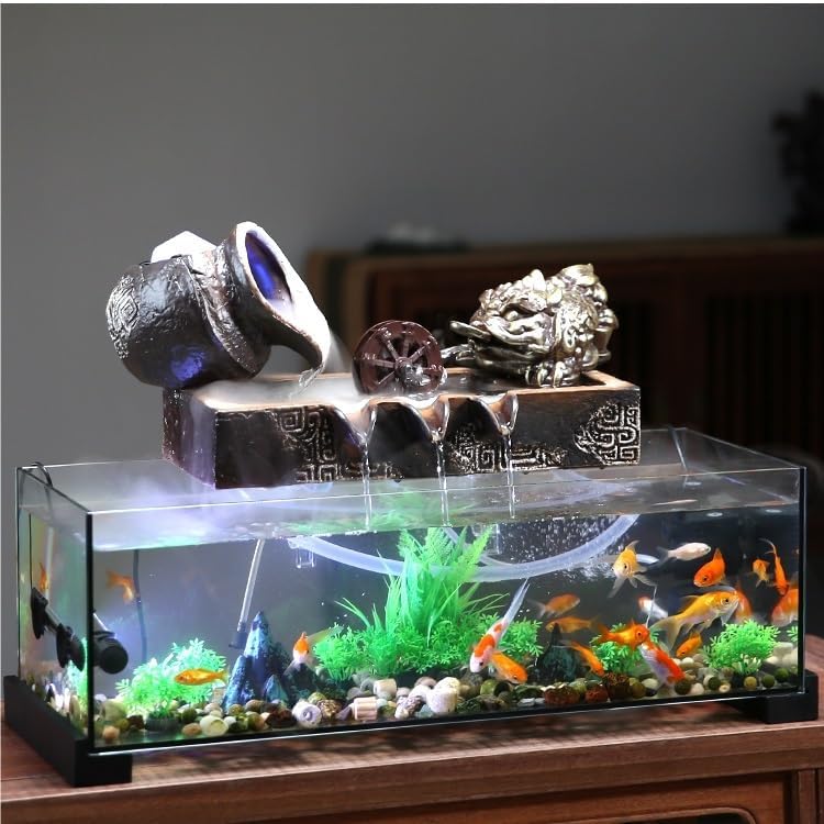 Modern Indoor Water Fountain with Fish Tank Decoration