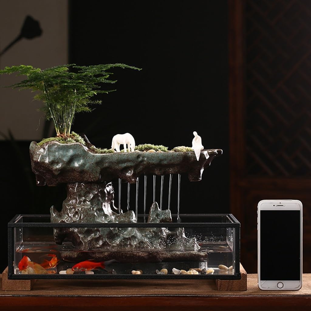 Wealth-Inducing Landscape Fountain for Office Desk
